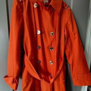 Michael Kors Bright Orange Double-Breasted Trench with Belt
